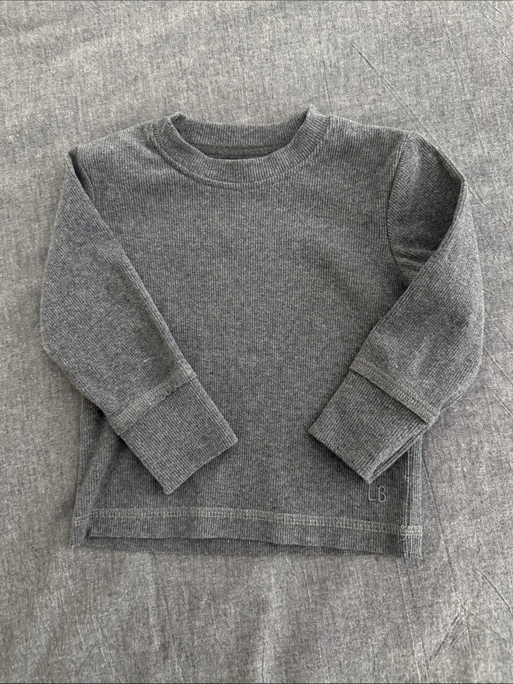 Little Bipsy Long-Sleeve Ribbed Top - Charcoal
